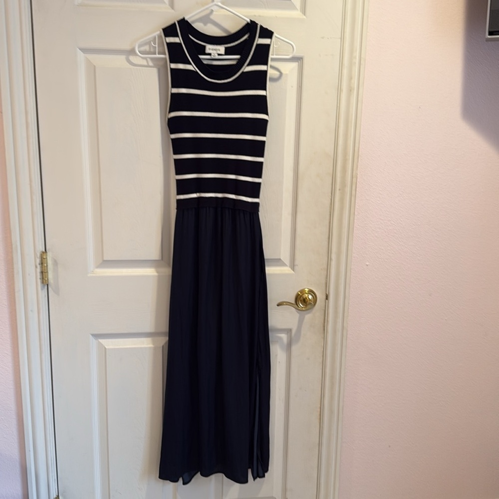 Navy and white dress